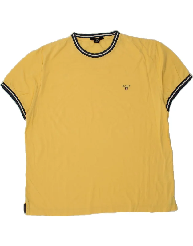 GANT Mens T-Shirt Top 2XL Yellow Cotton-- Thin T-Shirt Open Front Quick Dry