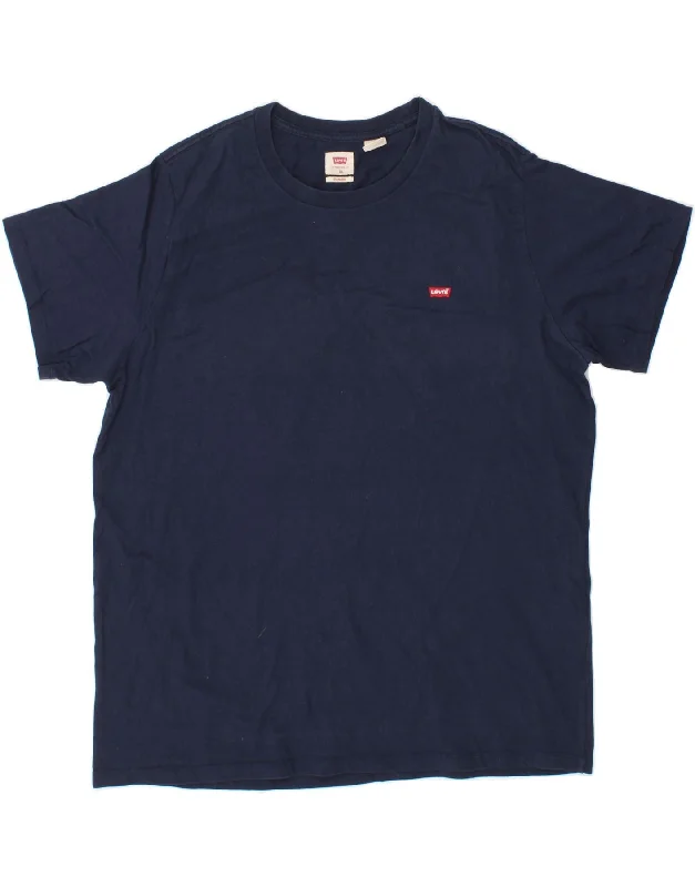 LEVI'S Mens Standard T-Shirt XL Navy Blue Cotton-- Cotton Fabric Linen Fabric Terry Fabric