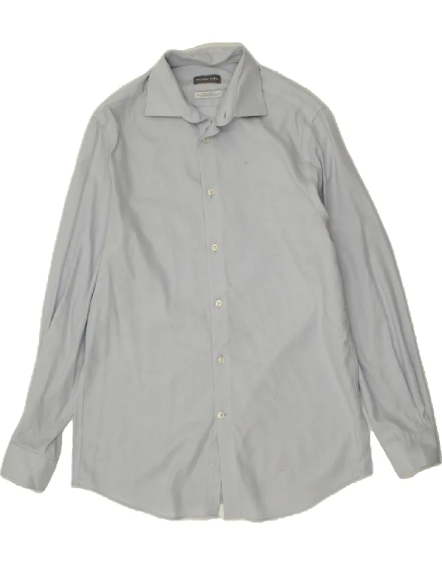 MICHAEL KORS Mens Regular Fit Shirt Size 15 Medium Blue Cotton-- Ribbed T-Shirt High Neck Heavyweight MICHAEL KORS Mens Regular Fit Shirt Size 15 Medium Blue Cotton-- Ribbed T-Shirt High Neck Heavyweight