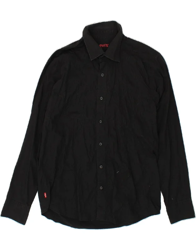 LEVI'S Mens Shirt Large Black Cotton-- Hooded Caped Shawl Collar