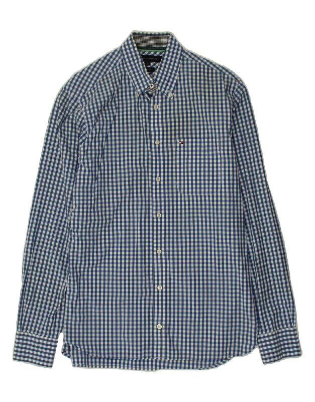 TOMMY HILFIGER Mens Custom Fit Shirt Small Blue Gingham Cotton-- Fitted T-Shirt Seamless Stretchy TOMMY HILFIGER Mens Custom Fit Shirt Small Blue Gingham Cotton-- Fitted T-Shirt Seamless Stretchy