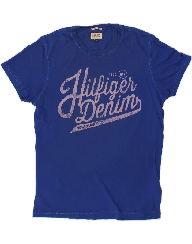 TOMMY HILFIGER Mens Graphic T-Shirt Top Medium Blue Cotton-- Nylon Fabric Polyester Fabric Spandex Fabric TOMMY HILFIGER Mens Graphic T-Shirt Top Medium Blue Cotton-- Nylon Fabric Polyester Fabric Spandex Fabric