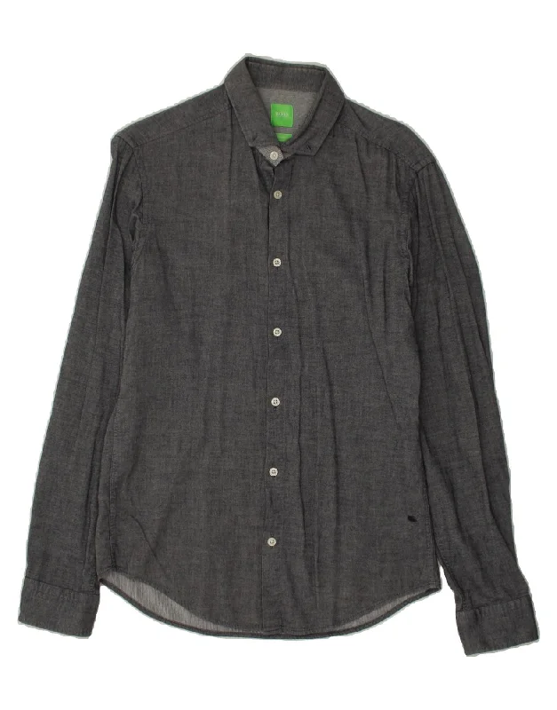 HUGO BOSS Mens Regular Fit Flannel Shirt Small Grey Cotton-- Graphic T-Shirt Round Neck Polyester HUGO BOSS Mens Regular Fit Flannel Shirt Small Grey Cotton-- Graphic T-Shirt Round Neck Polyester