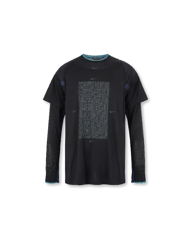 ISPA L/S T-shirt - Black / Midnight Navy-- Collared Crew Neck Turtle Neck