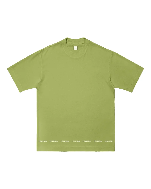 HALHAUS T-SHIRT - MOSS-- Ribbed Striped Patterned