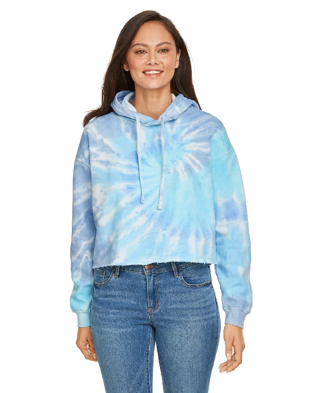 Tie-Dye CD8333 Ladies' Cropped Hooded Sweatshirt Hoodie with Hidden Zipper Minimalist Clean