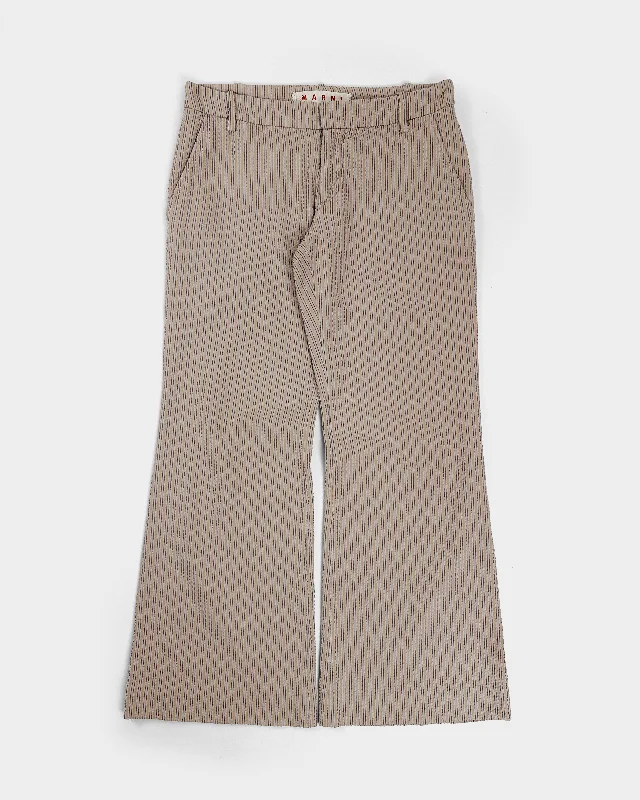 Marni Wave Textured Stripes Flare Pants 2000's Soft Stretch Trousers