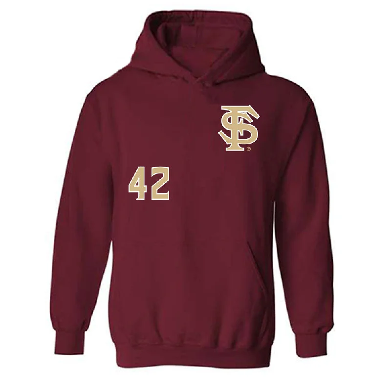 FSU - NCAA Women's Soccer : Wrianna Hudson - Replica Shersey Hooded Sweatshirt Hoodie with Color Block Contrast Stylish FSU - NCAA Women's Soccer : Wrianna Hudson - Replica Shersey Hooded Sweatshirt Hoodie with Color Block Contrast Stylish