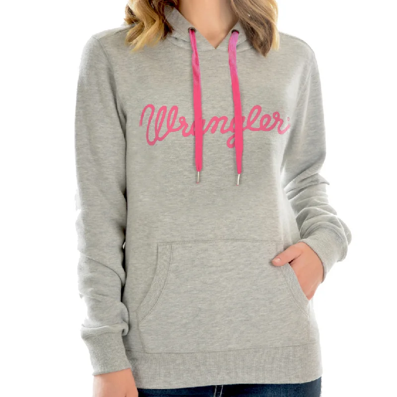 Wrangler Womens Whitney Pull-over Hoodie- GREY Hoodie with Longline Fit Extended Stylish