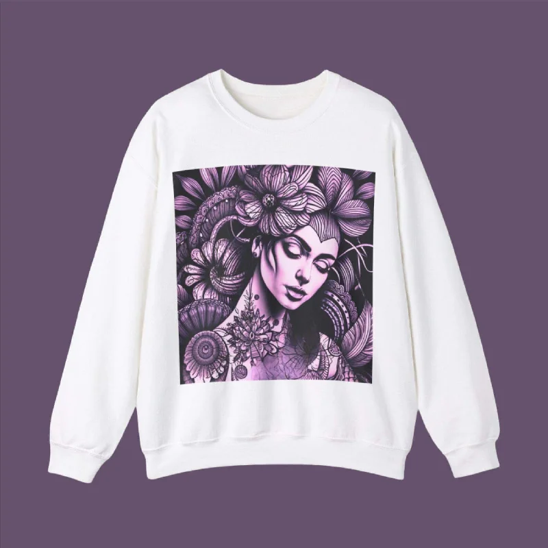 Unisex Heavy Blend™ Crewneck Sweatshirt Hoodie with Fur Luxurious Winter