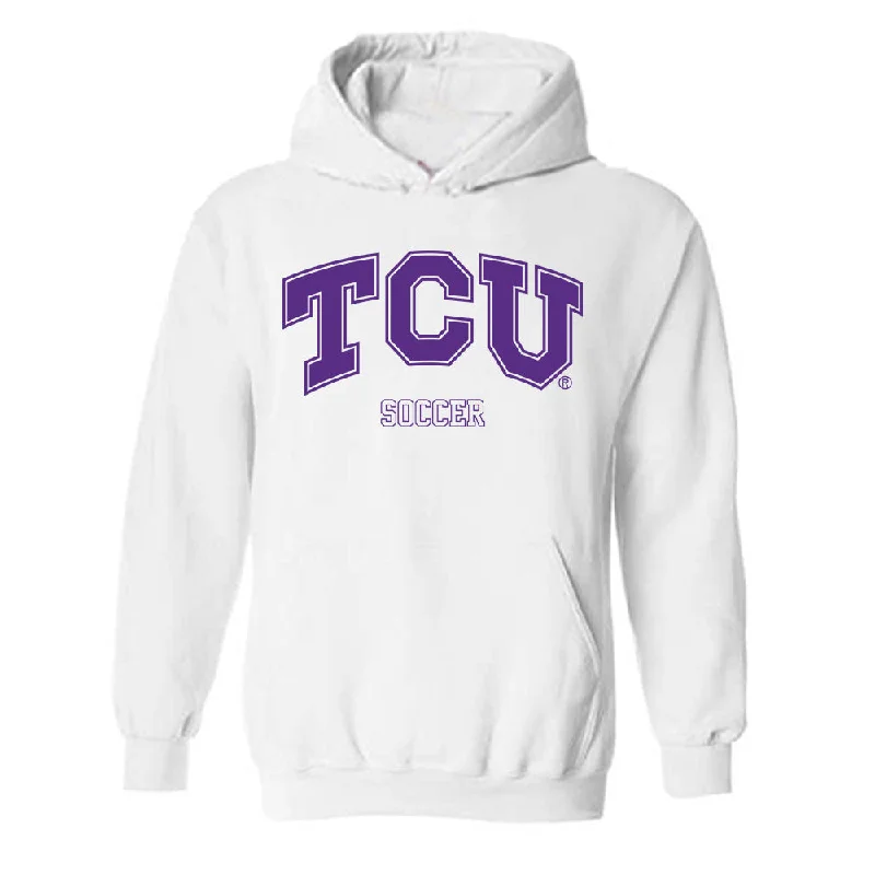 TCU - NCAA Women's Soccer : Evie Baker - Classic Shersey Hooded Sweatshirt Hoodie with Raw Hem Edgy Unfinished TCU - NCAA Women's Soccer : Evie Baker - Classic Shersey Hooded Sweatshirt Hoodie with Raw Hem Edgy Unfinished