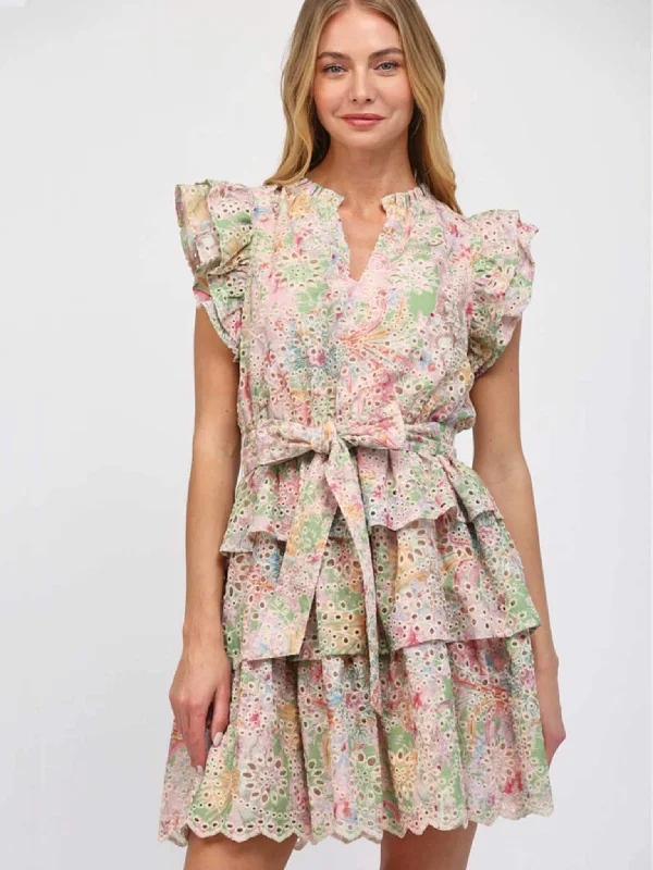 Floral Eyelet Lace Dress Tunics Versatile all-occasion