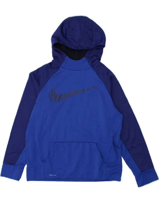 NIKE Womens Dri Fit Graphic Hoodie Jumper UK 18 XL Navy Blue Colourblock Hoodie with Magnetic Closure Innovative Modern NIKE Womens Dri Fit Graphic Hoodie Jumper UK 18 XL Navy Blue Colourblock Hoodie with Magnetic Closure Innovative Modern
