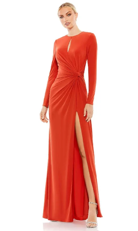 Ieena Duggal 55708 - Keyhole Neck High Slit Evening Dress Boat Neckline Classic