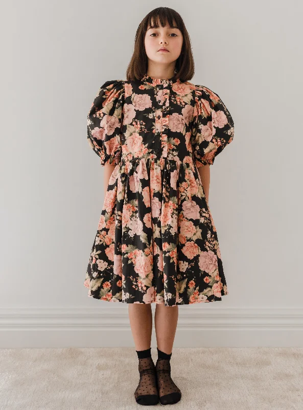 1228-Vintage Bloom Poplin Babydoll Dress-Print Tunics Custom made