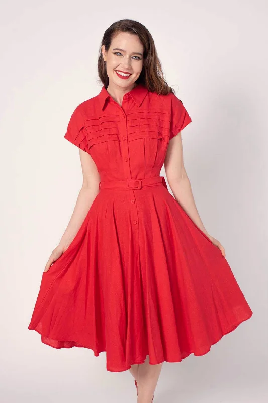 Sammy Red Linen Dress Tunics Running lightweight