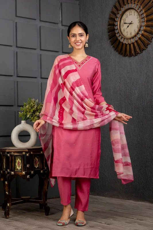 NOZ2TOZ Women's Viscose Yoke Design Solid Straight Kurta Pant With Dupatta - Pink Stylish Elastic Waist Pants NOZ2TOZ Women's Viscose Yoke Design Solid Straight Kurta Pant With Dupatta - Pink Stylish Elastic Waist Pants