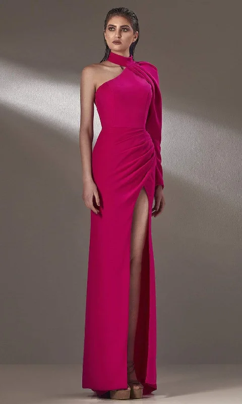 MNM Couture - K3892 One Shoulder Long Sleeve Evening Dress Tunics Luxurious high-end MNM Couture - K3892 One Shoulder Long Sleeve Evening Dress Tunics Luxurious high-end