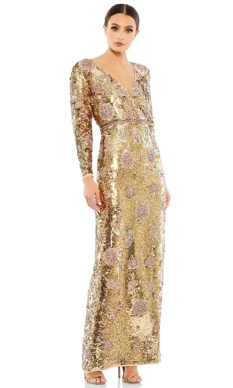 Mac Duggal 93615 - Sequined Floral Long Dress Tunics Office stylish