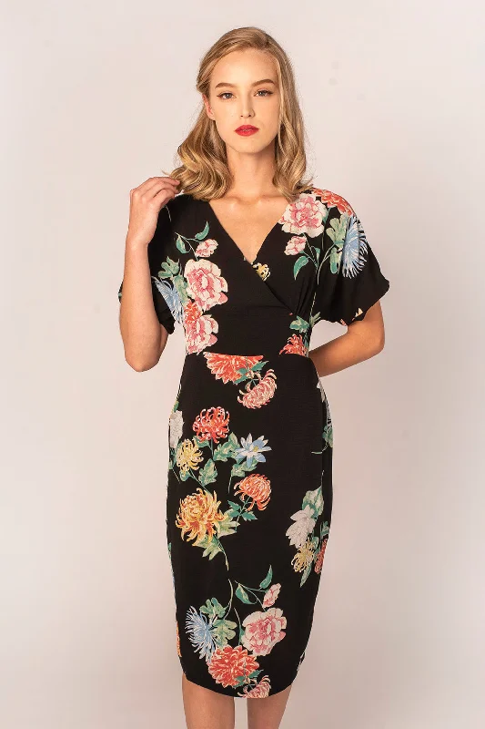 Jill Black & Green Floral Dress Tunics Designer luxury