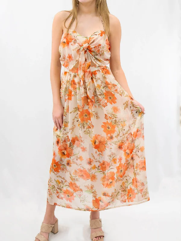Beige Floral Cutout Dress Tunics Floral girly