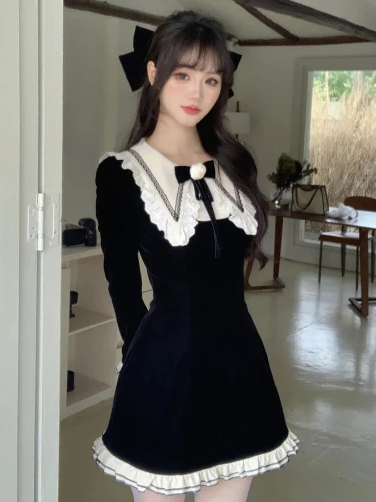 Wjczt Woman Winter Spring New Elegant Velvet Patchwork Mini Dresses Lady Party Fashion One Piece Clothes Trendy Lace Mini Dress Wjczt Woman Winter Spring New Elegant Velvet Patchwork Mini Dresses Lady Party Fashion One Piece Clothes Trendy Lace Mini Dress