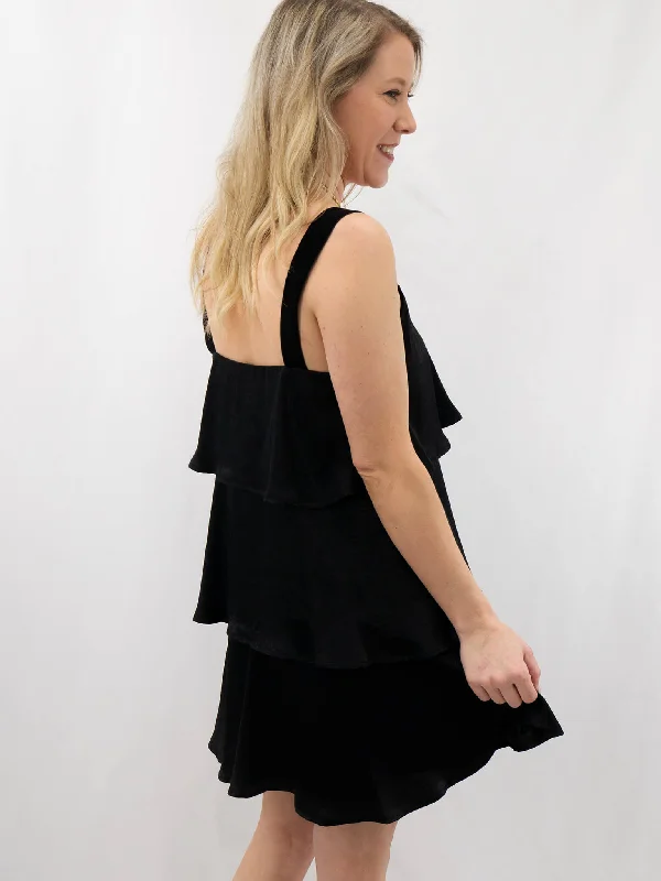 Layered Silk Black Dress Tunics Stylish elegant