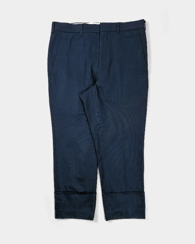 Comme Des Garçons Navy Blue Straight Suit Pants 2012 Lightweight Linen Pants