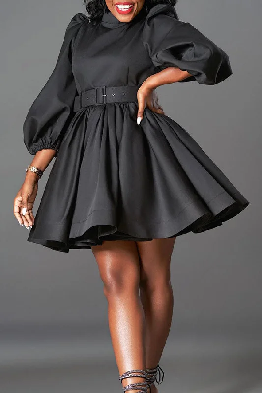 Solid Color Puff Sleeve Stunning Belted A-Line Mini Dress Trendy Camisole Mini Dress Solid Color Puff Sleeve Stunning Belted A-Line Mini Dress Trendy Camisole Mini Dress