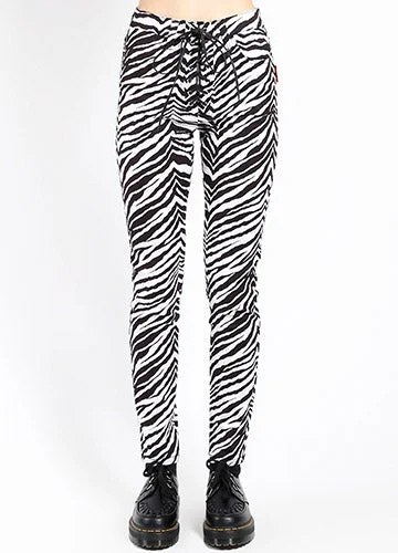 Lace-Up Skinny Zebra Pants by Tripp NYC Cozy Lounge Pants