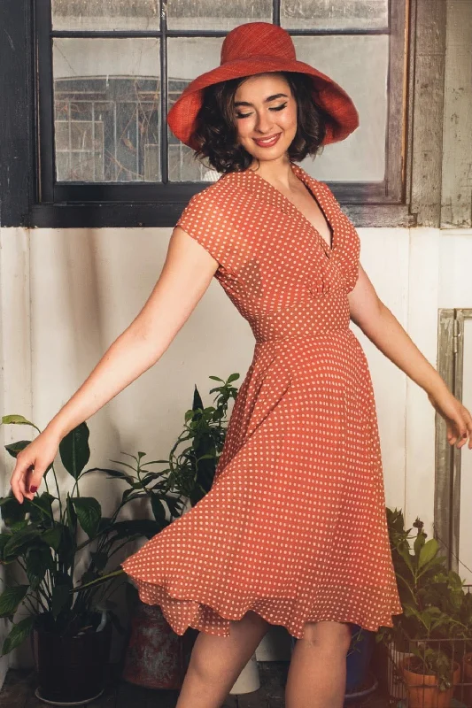 Posy Orange & Cream Dots Dress Tunics Fashionable trendy