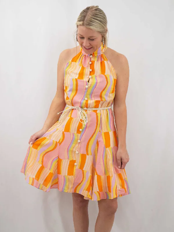 Colorful High Neck Corded Dress Tunics Trendy modern