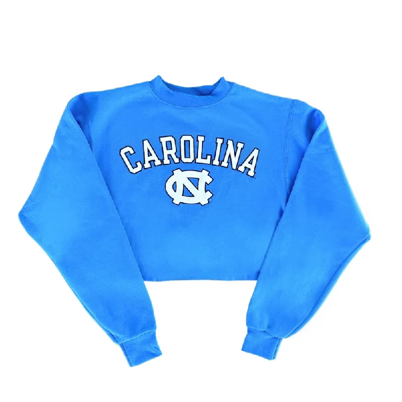 Carolina Blue UNC Basic Cropped Crewneck Sweatshirt by Champion Hoodie with Tied Waist Feminine Flattering Carolina Blue UNC Basic Cropped Crewneck Sweatshirt by Champion Hoodie with Tied Waist Feminine Flattering