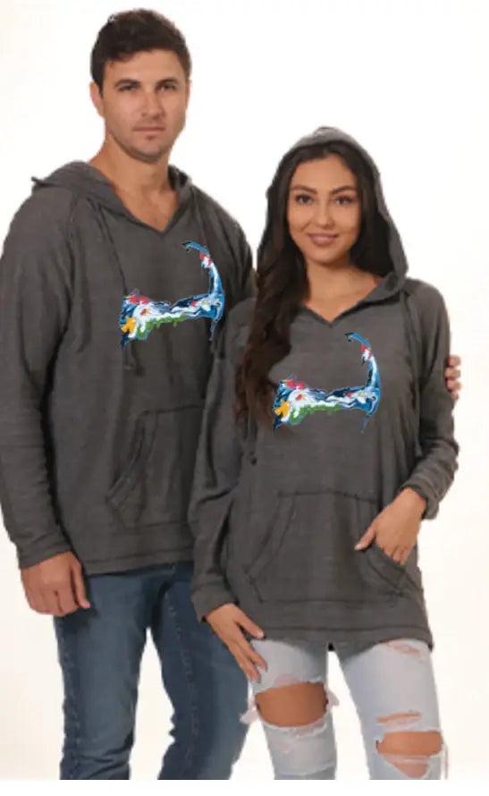 Cape Cod Reverse French Terry Hoodie -Charcoal: Medium Hoodie with Hood Adjustable Protection
