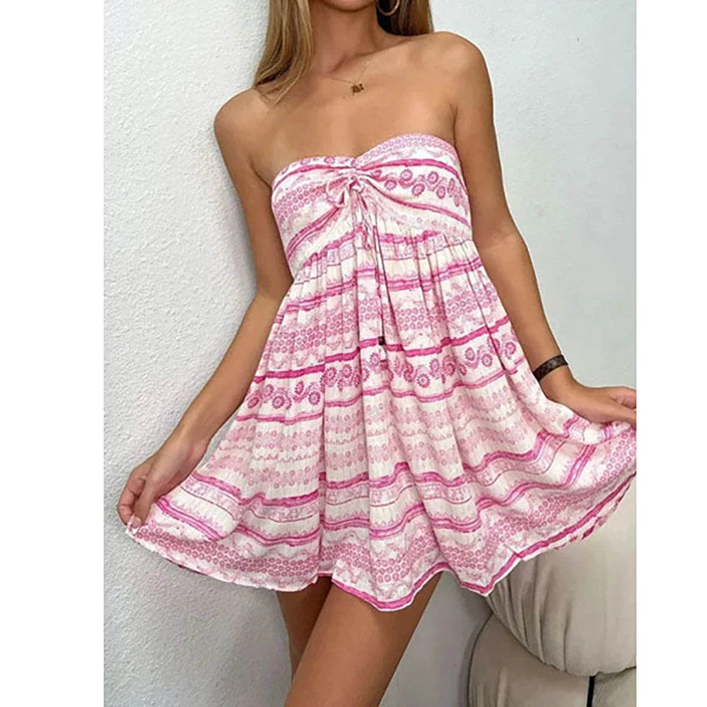 Wjczt Bohemian Mini Dress Summer Fashion Streetwear Clothing Sleeveless Wrap-Around Dress Sweet Printing Loose Ladies Mini Dresses Casual Button-Up Mini Dress Wjczt Bohemian Mini Dress Summer Fashion Streetwear Clothing Sleeveless Wrap-Around Dress Sweet Printing Loose Ladies Mini Dresses Casual Button-Up Mini Dress