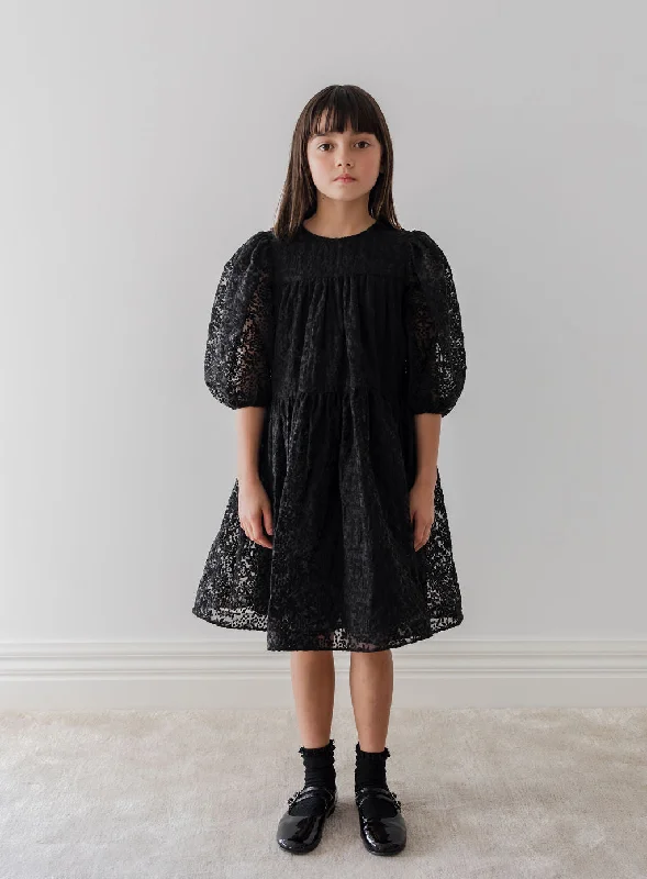 1225B-Mauve Embroidered Organza Babydoll Dress-Black Tunics Sale discount