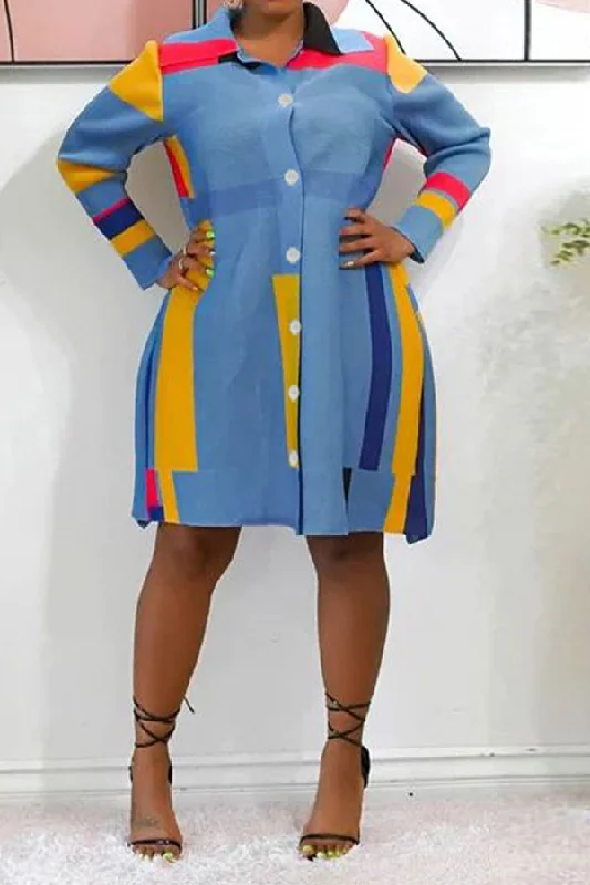 Graphic Print Urban Pleated Mini Dress Chic Puff Sleeve Mini Dress