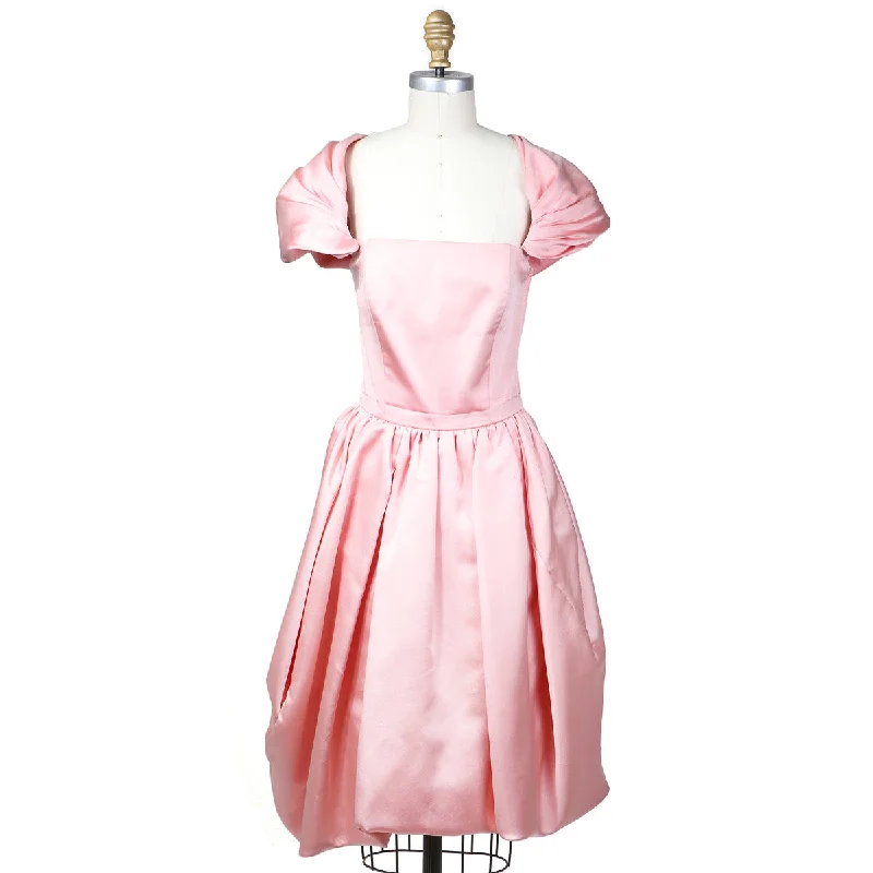 1980s Pink Silk A-Line Dress Tunics Sophisticated sleek