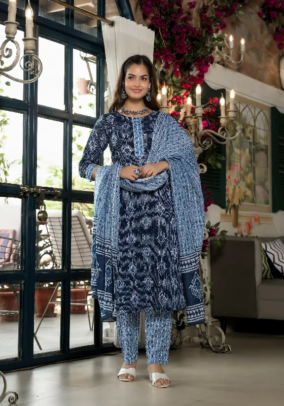 Indian Fashion Women's Blue Embroidery Viscose Rayon Kurta, Pant And Dupatta Set Cozy Lounge Pants Indian Fashion Women's Blue Embroidery Viscose Rayon Kurta, Pant And Dupatta Set Cozy Lounge Pants