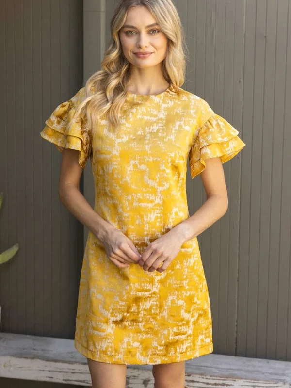 Gold Metallic Ruffle Sleeve Dress Tunics Review highly