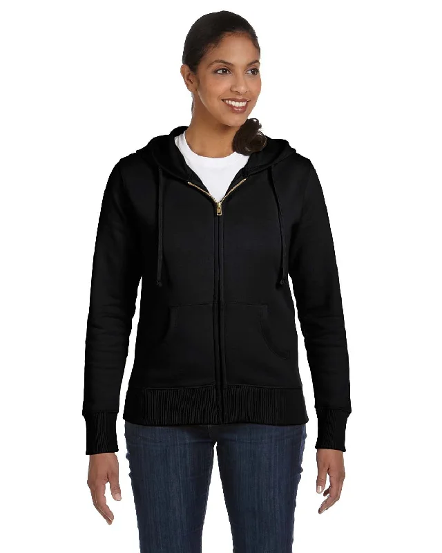 econscious EC4501 Ladies' Organic/Recycled Full-Zip Hooded Sweatshirt Hoodie with Button Placket Classic Preppy