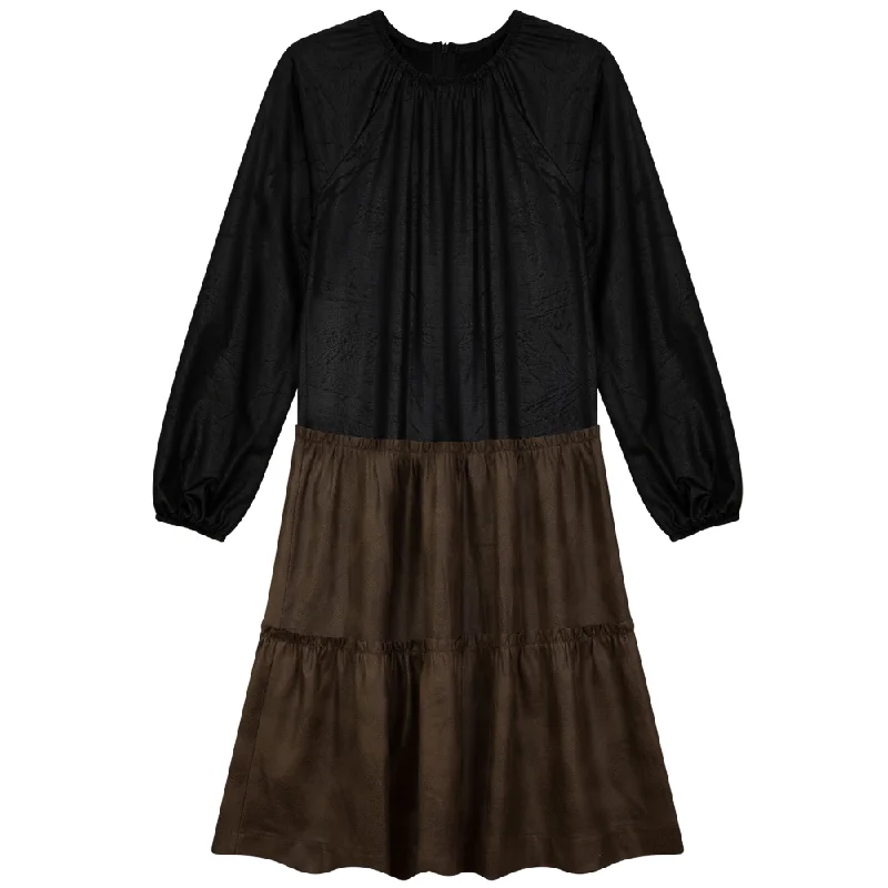 Two Tone Leathery Dress YT2906D Casual Short Summer
