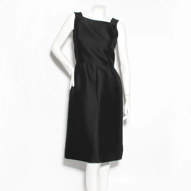 Vintage Black Sleeveless A-Line Dress Tunics Winter warm
