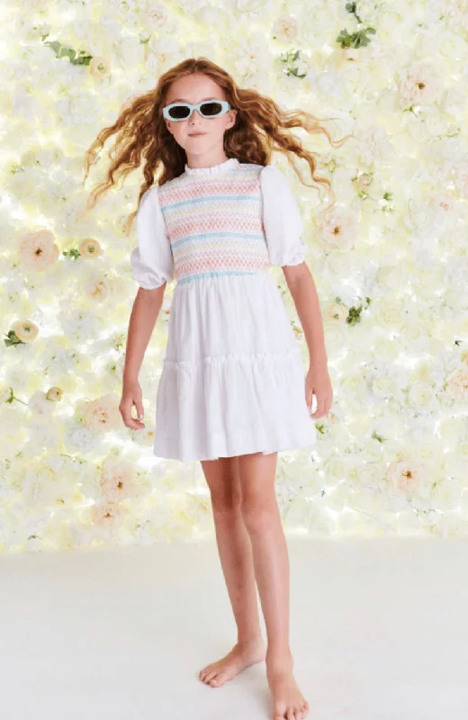 Colorful Smocked Eyelet Dress 1360 Pencil Office Professional