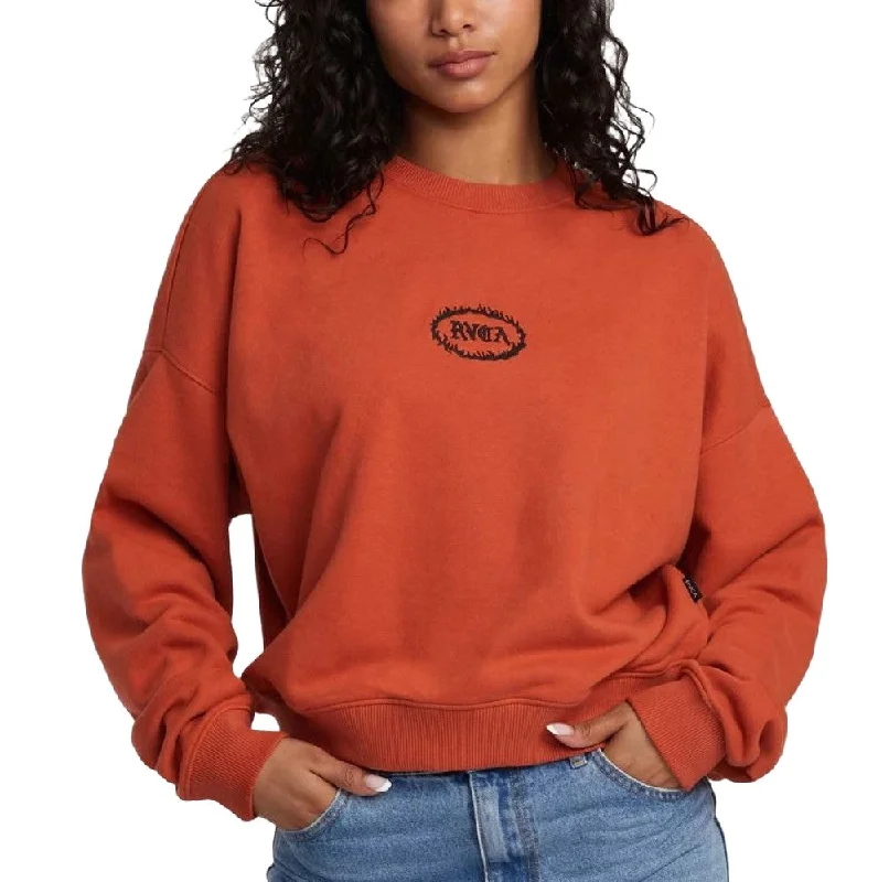 RVCA Womens Court Crew Fleece Sweatshirt Hoodie with Pattern Geometric Abstract