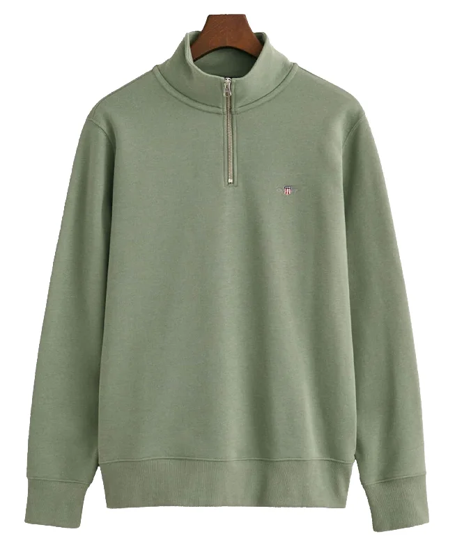 Regular Fit Shield Half Zip Sweatshirt - Dry Green Hoodie with Half-Zip Sporty Casual Regular Fit Shield Half Zip Sweatshirt - Dry Green Hoodie with Half-Zip Sporty Casual