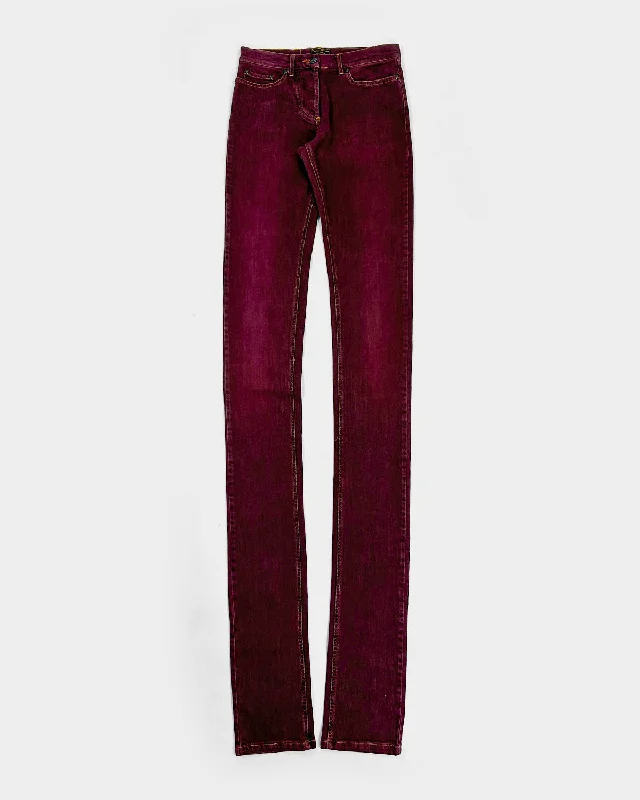 Vivienne Westwood Anglomania Extra-Long Burgundy Pants 1990's Casual Plaid Pants