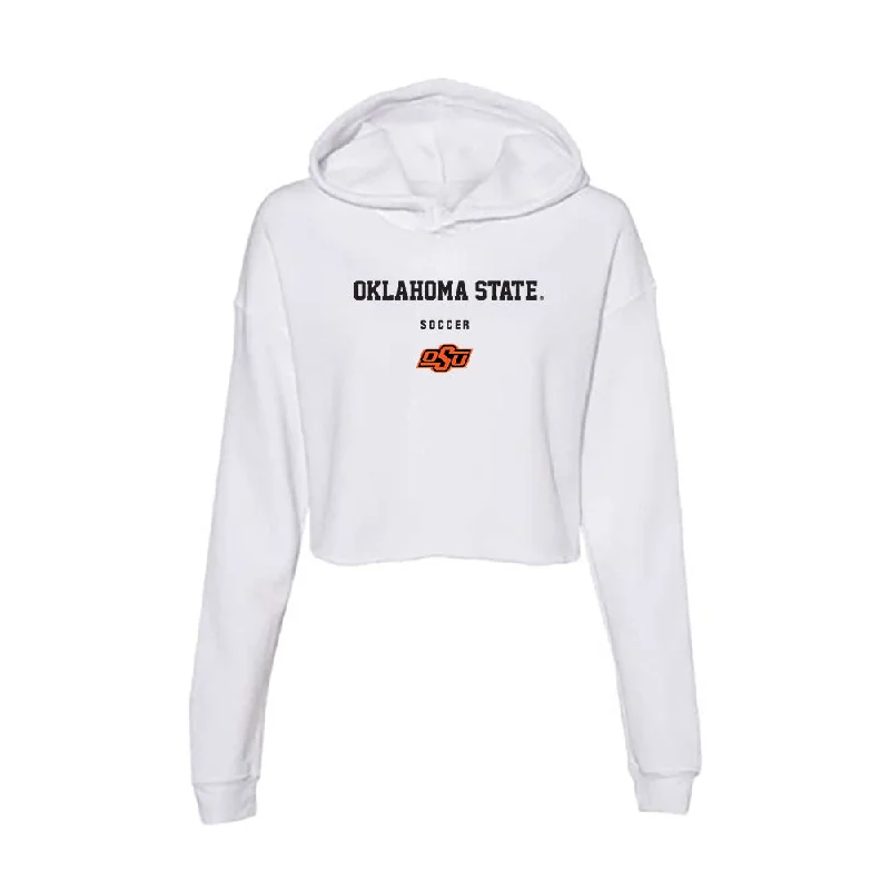 Oklahoma State - NCAA Women's Soccer : Aubrey Wagner - Women's Crop Fleece Hoodie Hoodie with Emblem Brand Identity Oklahoma State - NCAA Women's Soccer : Aubrey Wagner - Women's Crop Fleece Hoodie Hoodie with Emblem Brand Identity