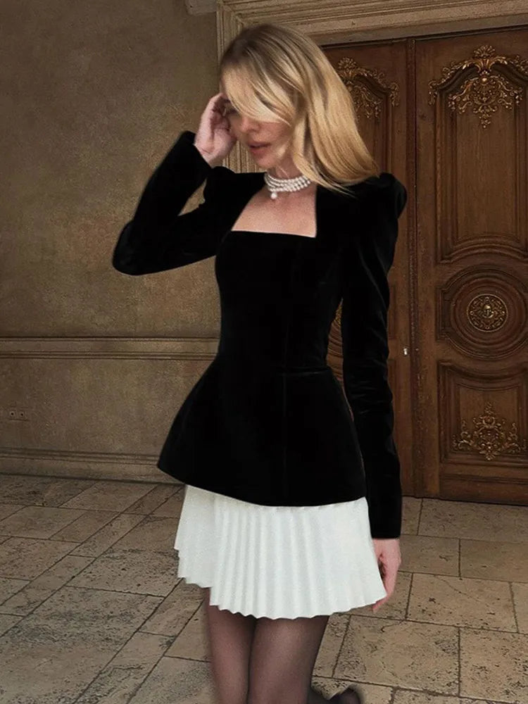 Wjczt Women Black White Contrast Patchwork Pleated Mini Dress Fashion Ruffled Long Sleeve Square Neck Short Robe Elegant Prom Gown Comfortable Zip-Up Mini Dress Wjczt Women Black White Contrast Patchwork Pleated Mini Dress Fashion Ruffled Long Sleeve Square Neck Short Robe Elegant Prom Gown Comfortable Zip-Up Mini Dress