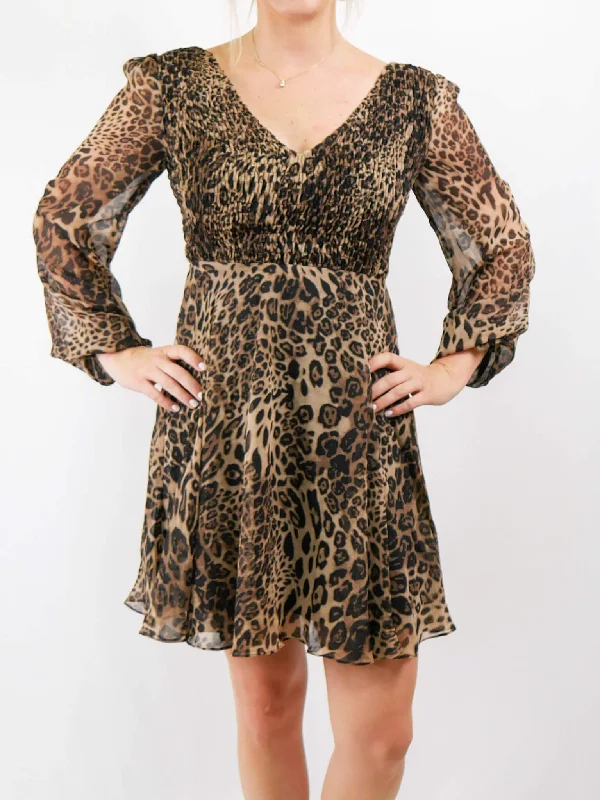 Donna Leopard Print Dress Tunics Seasonal trendy